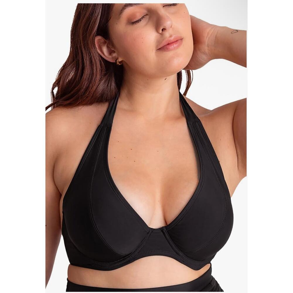 Shapermint Essentials Full Coverage Halter Bikini Black Large